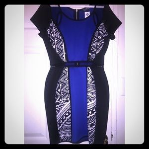 Almost Famous Blue Black & White Dress Size L